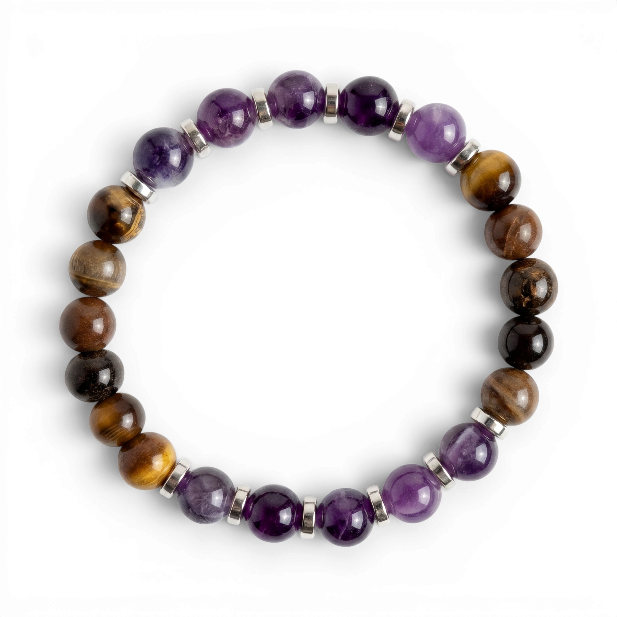Tiger's Eye & Amethyst 'Grounded Peace' Bracelet — Evolve Mala