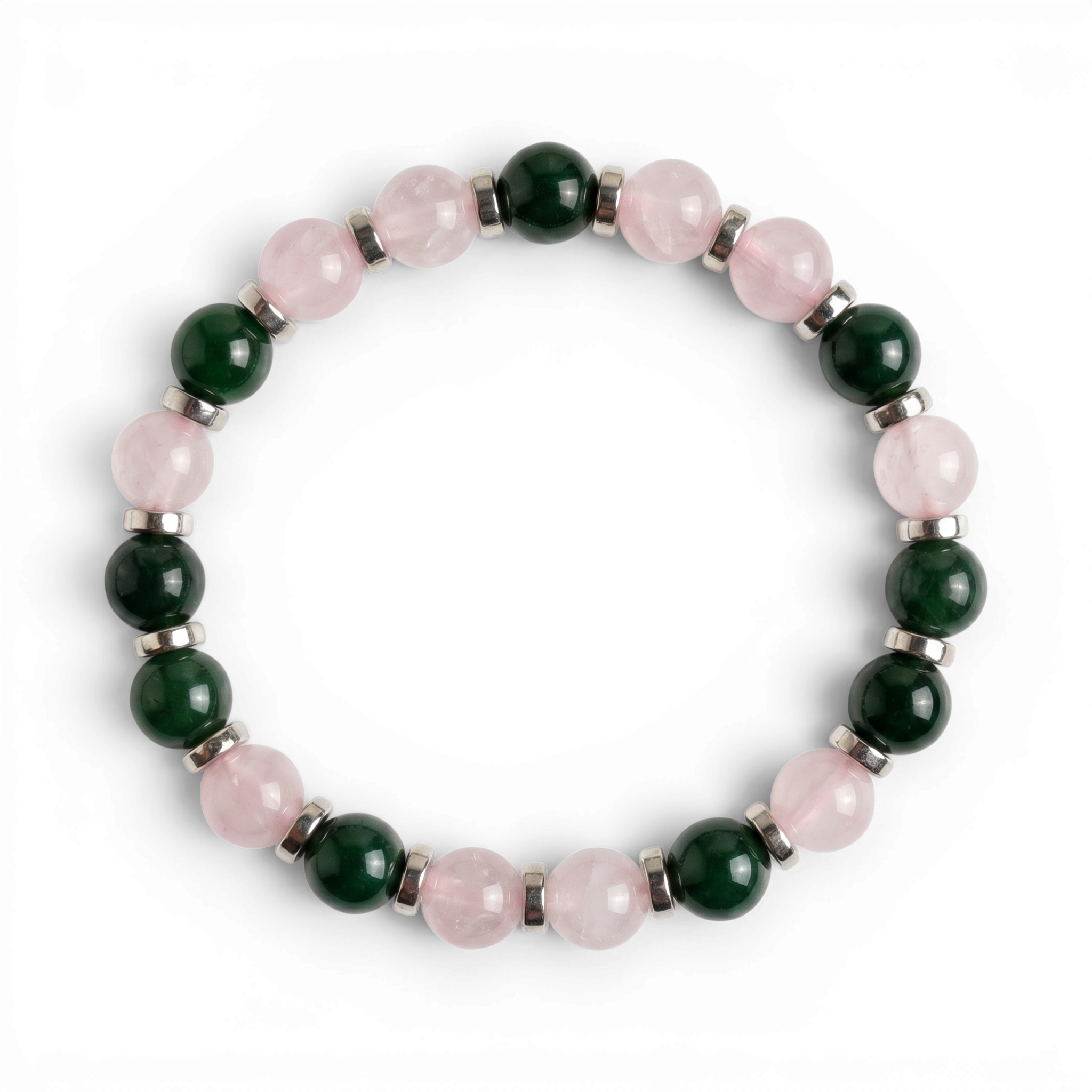 Rose Quartz & Moss Agate 'Peaceful Unity' Bracelet