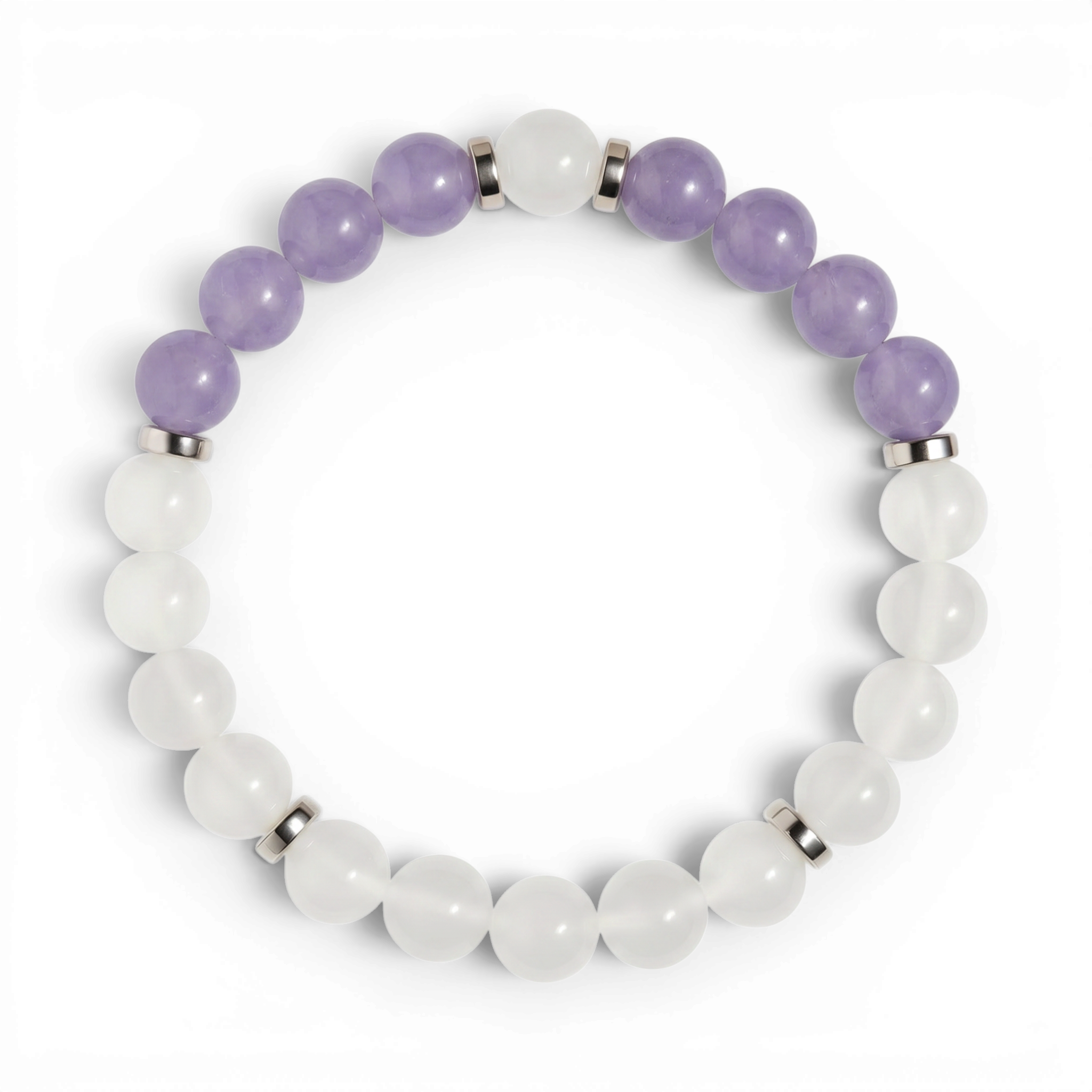 Violet Chalcedony & White Jade 'Peaceful Mind' Bracelet