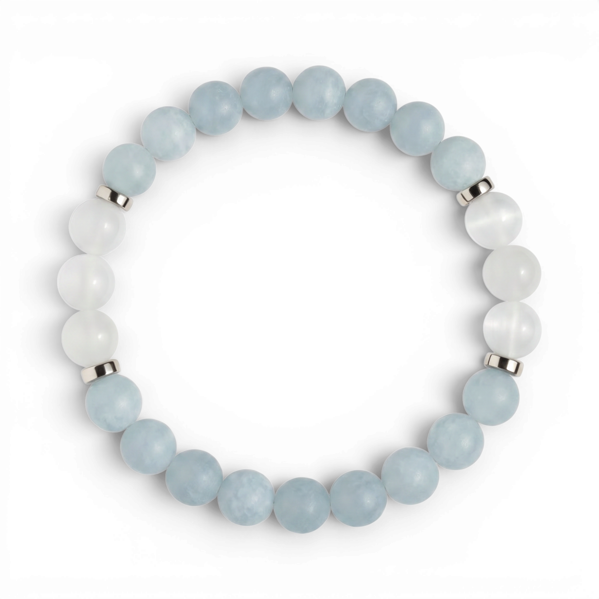 Blue Chalcedony & Selenite 'Tranquil Light' Bracelet