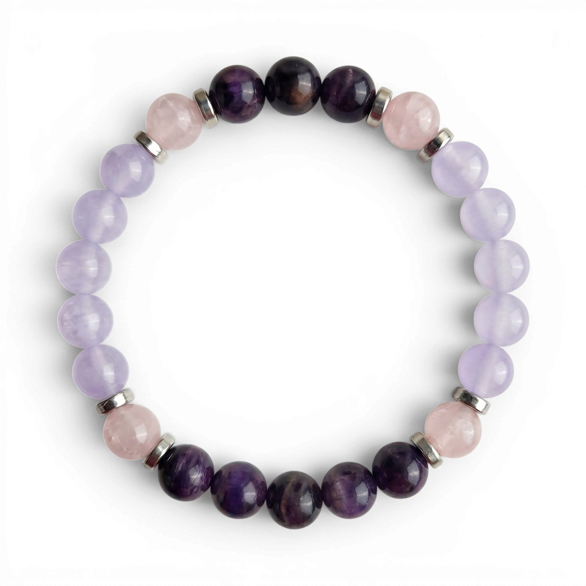 Rose Quartz & Purple Tiger's Eye 'Inspire' Bracelet — Evolve Mala