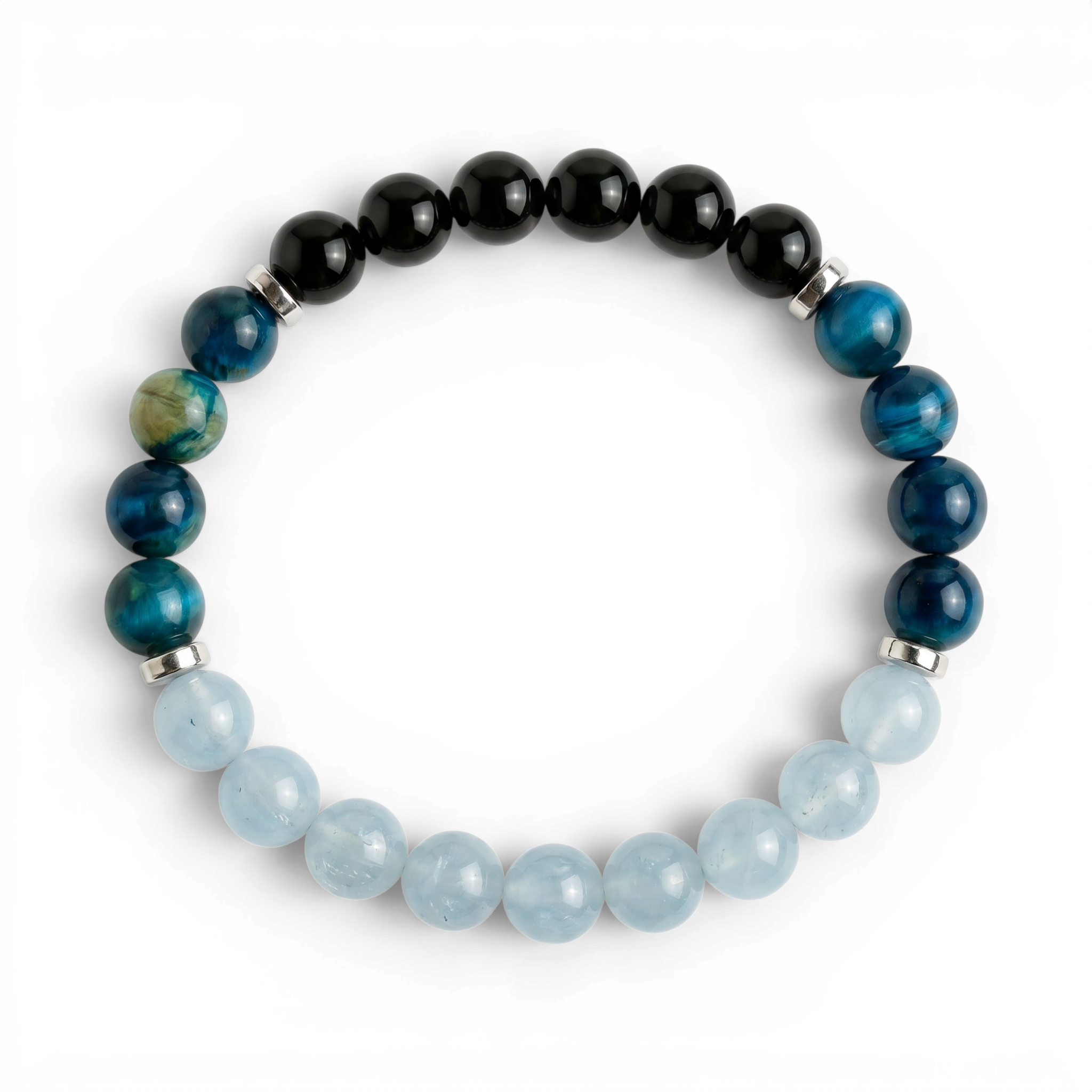 Blue Chalcedony & Obsidian 'Deep Focus' Bracelet — Evolve Mala
