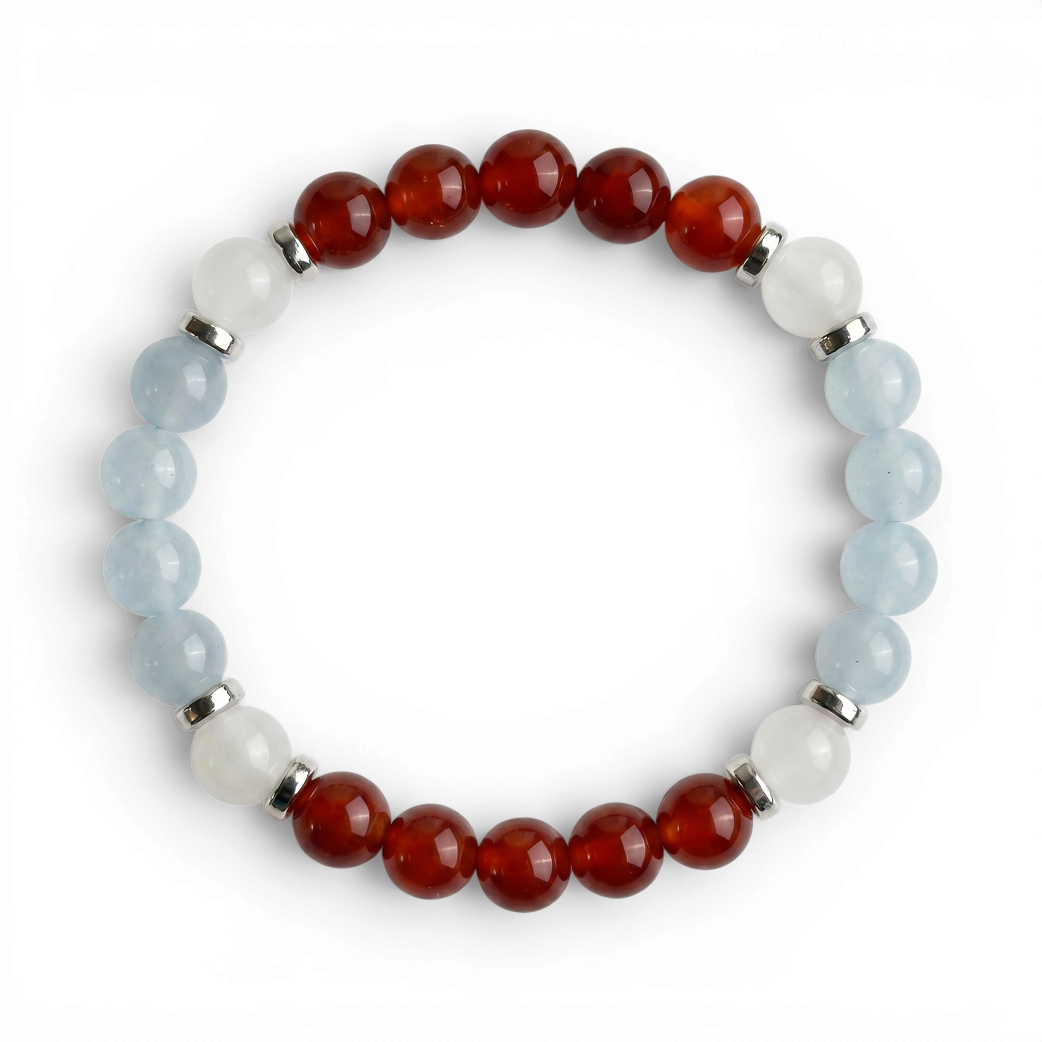 Red Agate & White Jade 'Confident Calm' Bracelet