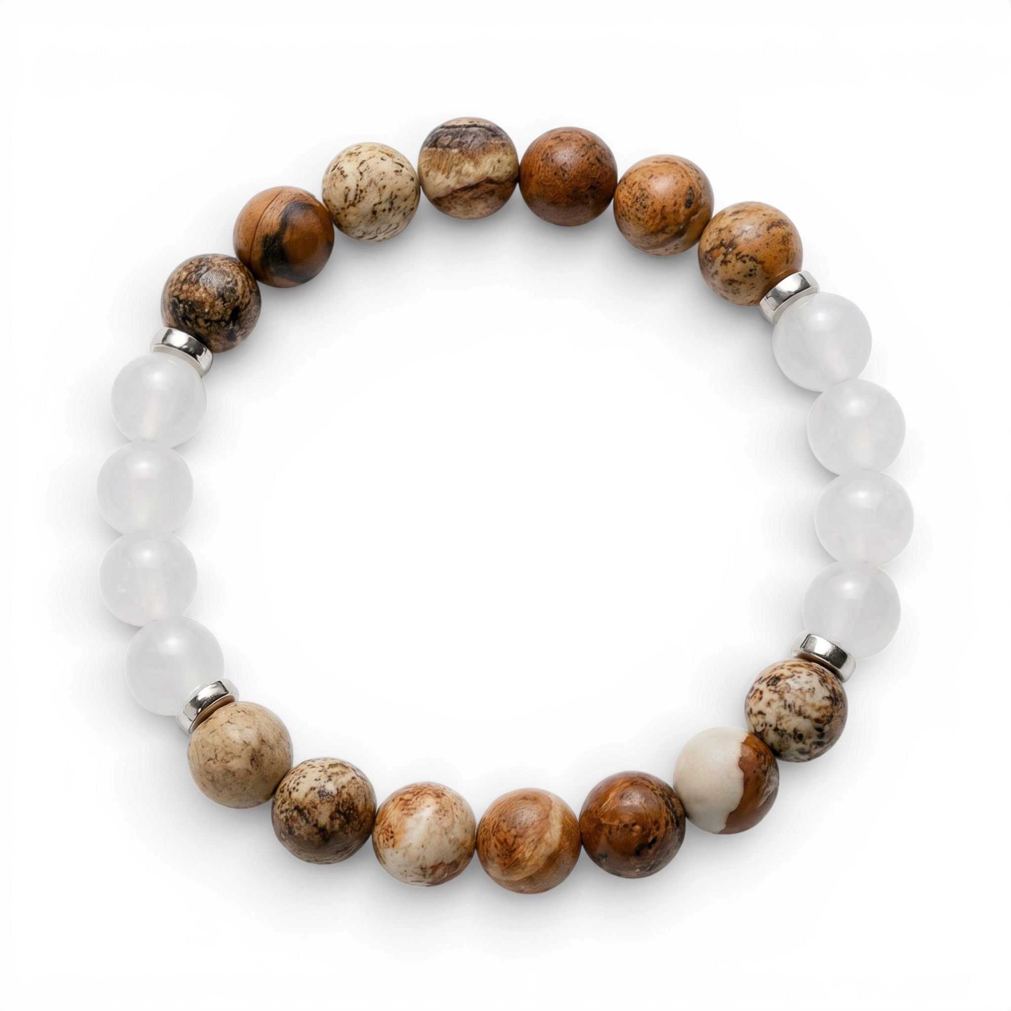 Picture Jasper & White Jade 'Steady Nerve' Bracelet