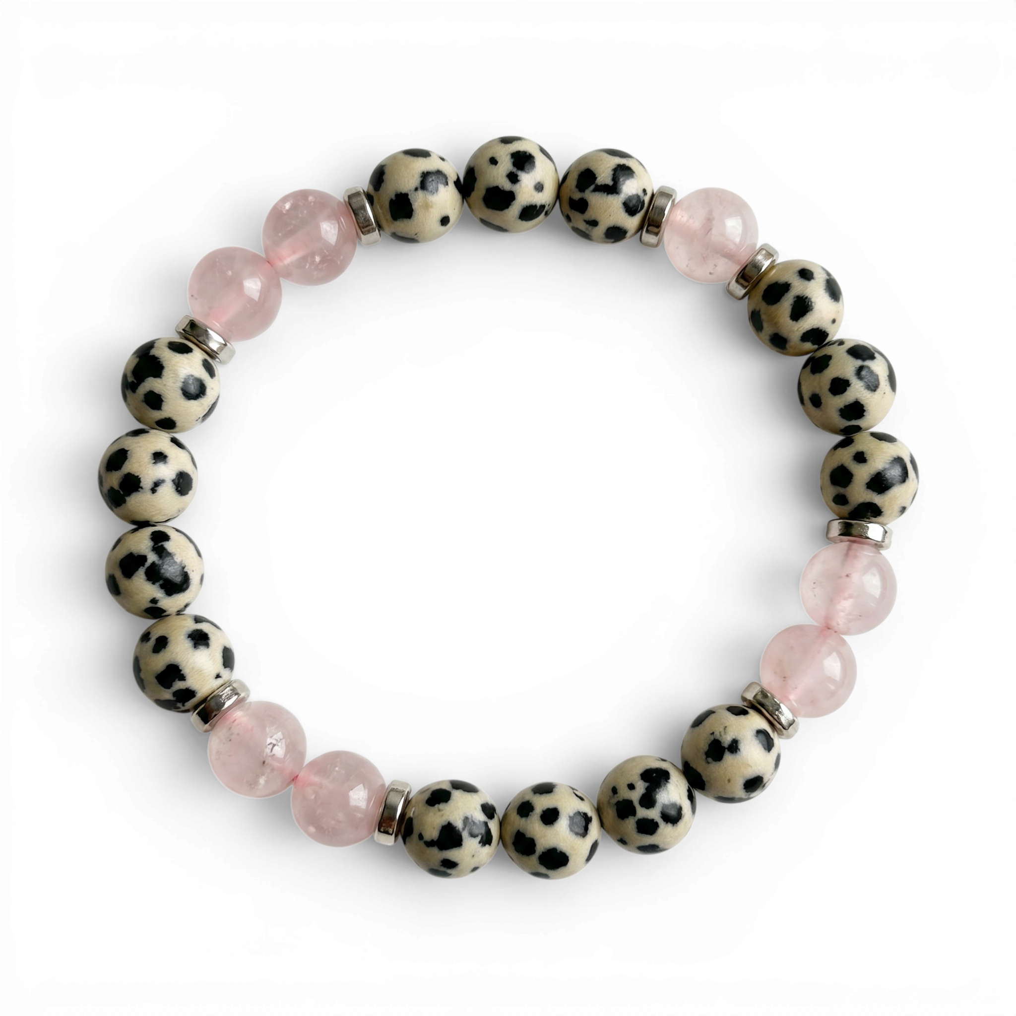 Dalmatian Jasper & Rose Quartz 'Playful Calm' Bracelet