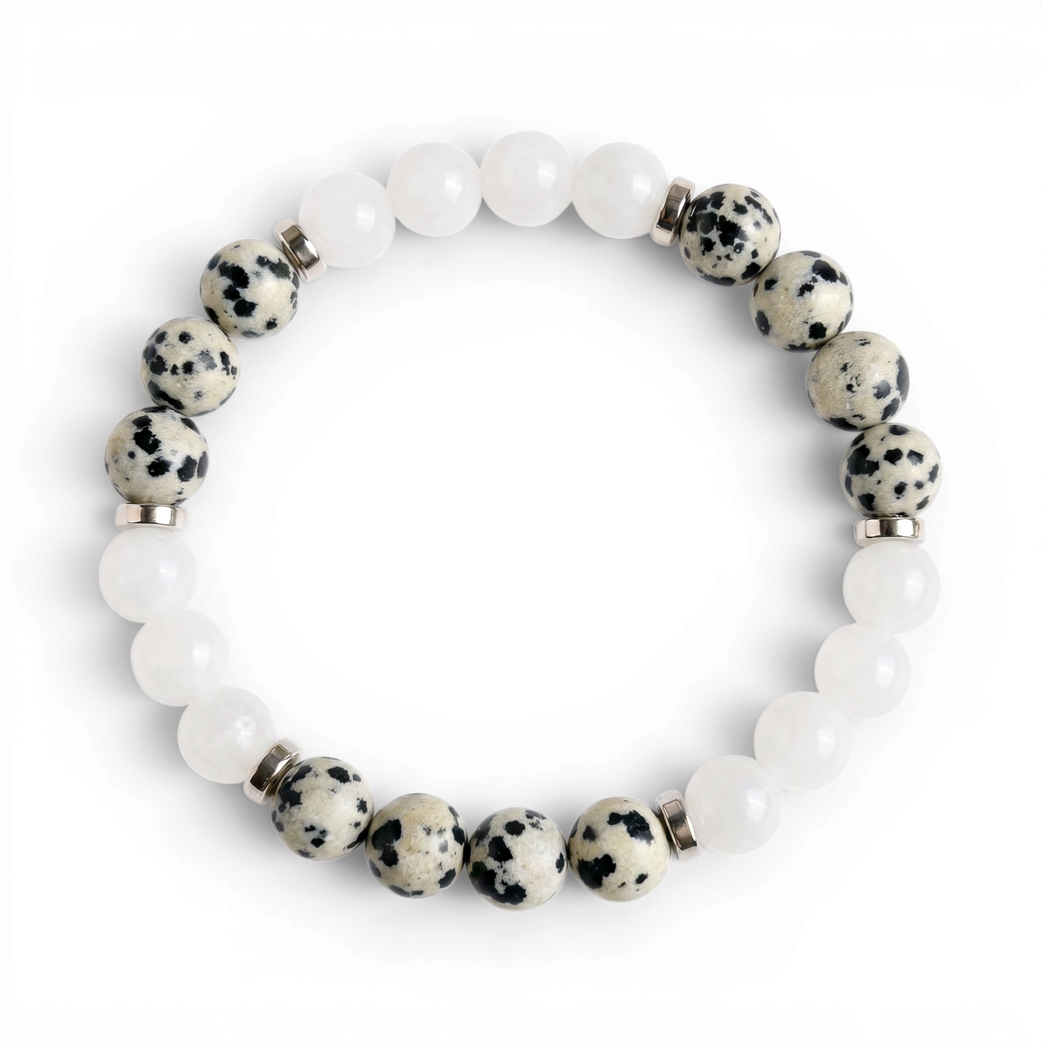 Dalmatian Jasper & White Jade 'Balanced Ease' Bracelet