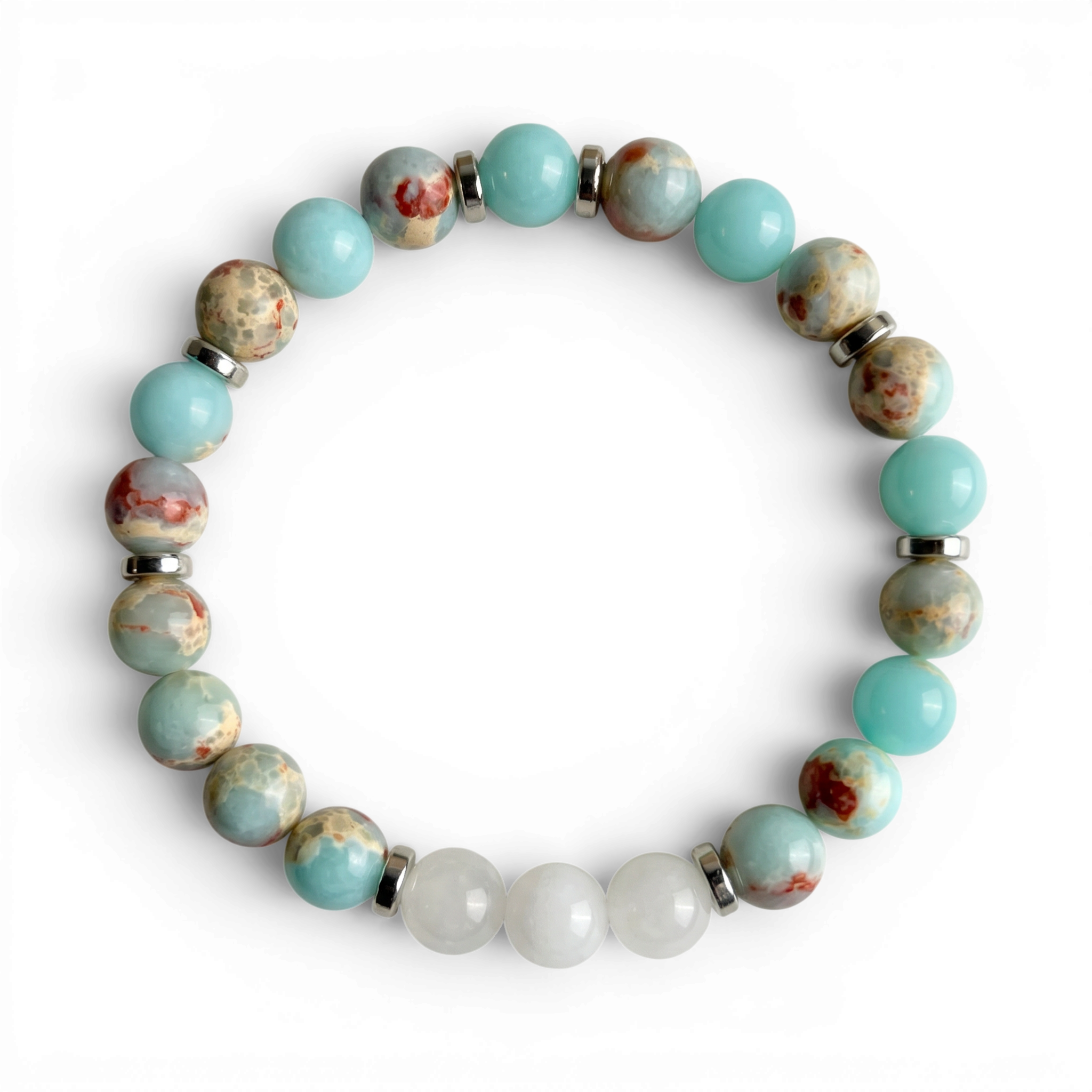 Aqua Terra Jasper & White Jade 'Composure' Bracelet