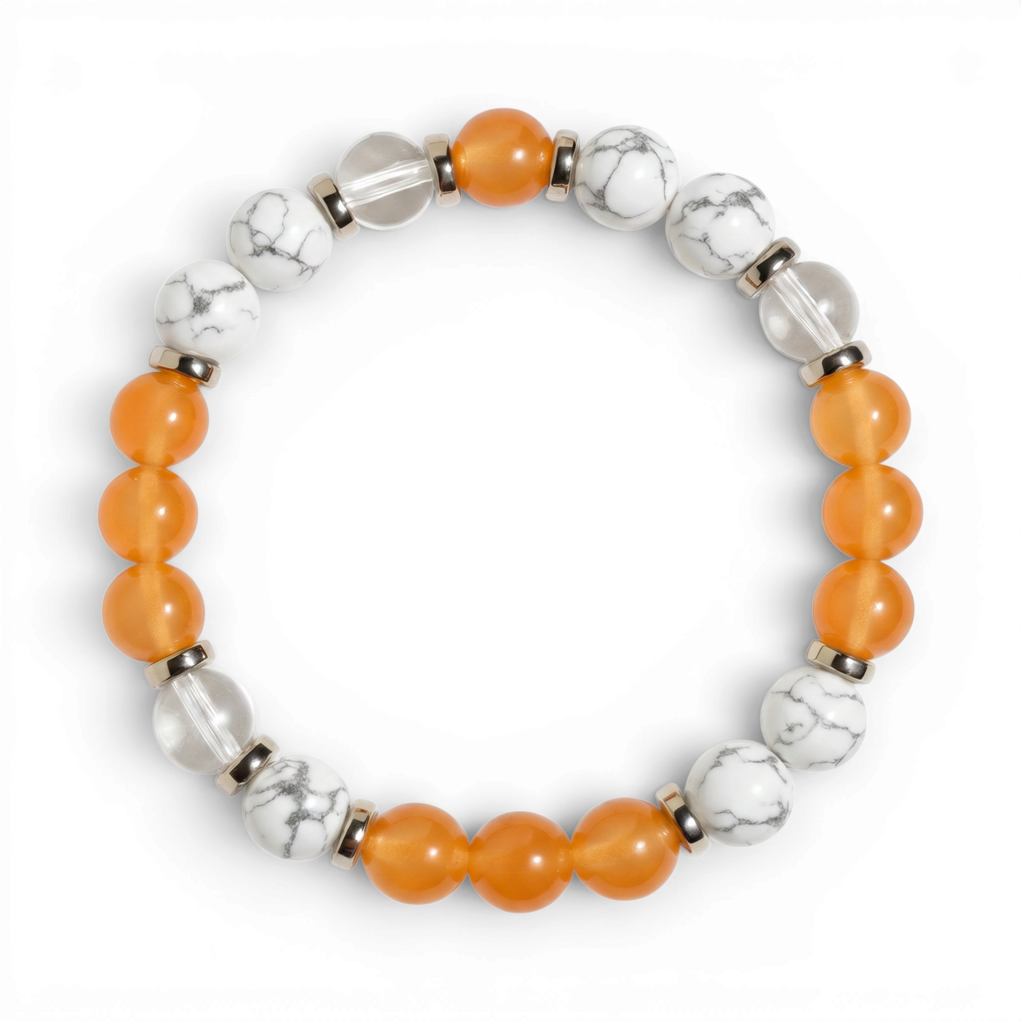 Orange Chalcedony & Howlite 'Steady Joy' Bracelet