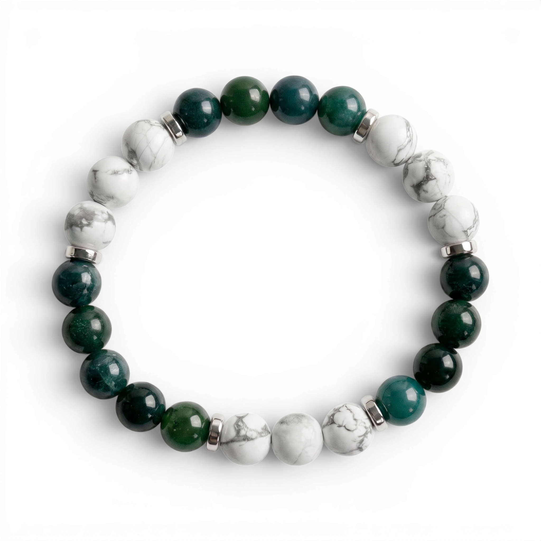 Moss Agate & Howlite 'Centered Peace' Bracelet