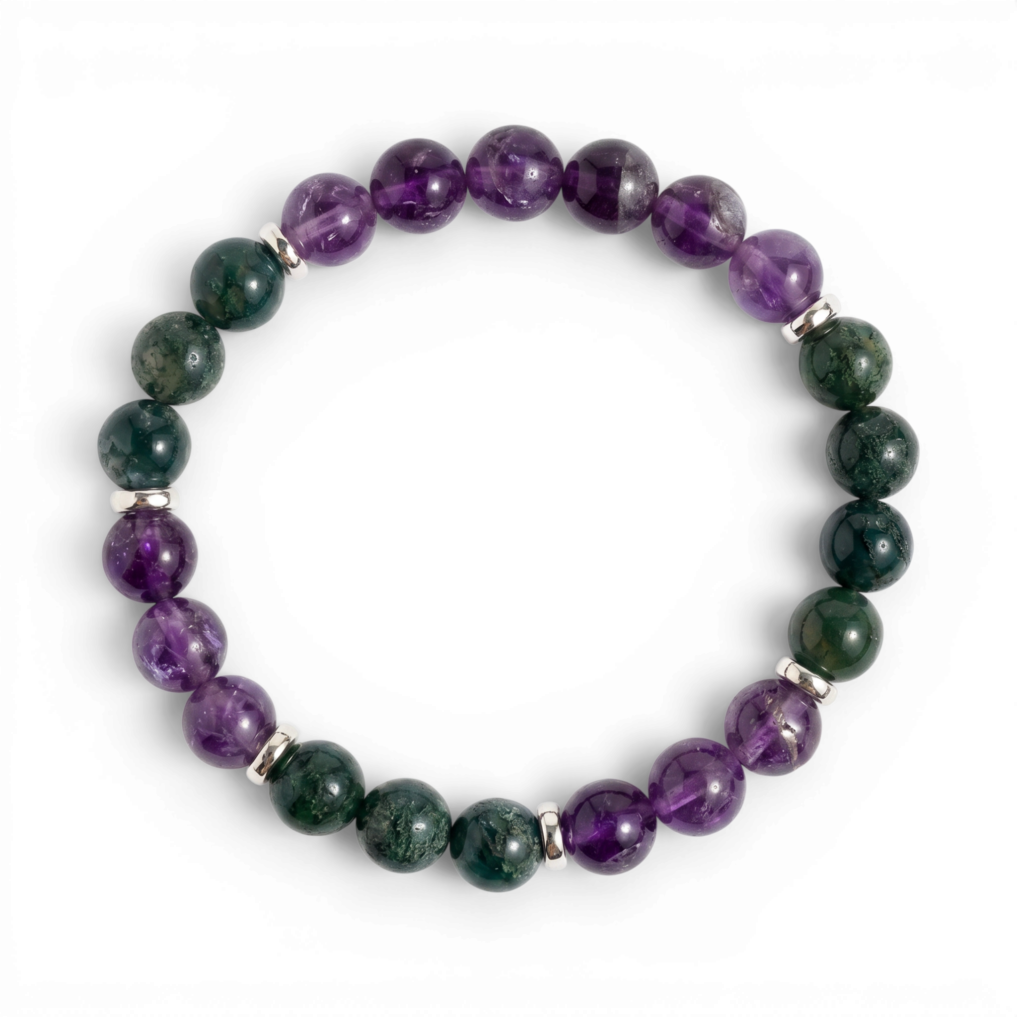 Moss Agate & Amethyst 'Steady Calm' Bracelet
