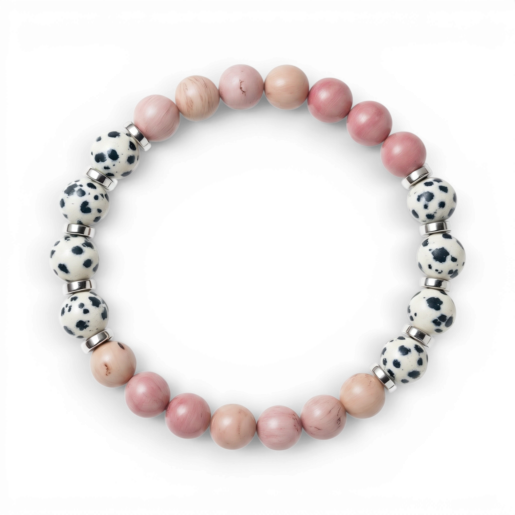 Dalmatian Jasper & Rhodonite 'Cheer' Bracelet