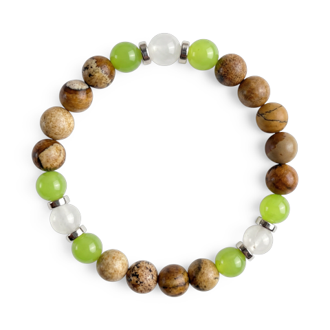 White Jade & Picture Jasper 'Centered Path' Bracelet