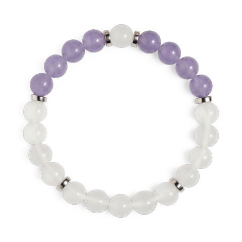 Violet Chalcedony & White Jade 'Peaceful Mind' Bracelet
