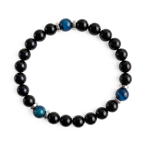 Obsidian & Blue Tiger's Eye 'Vigilance' Bracelet
