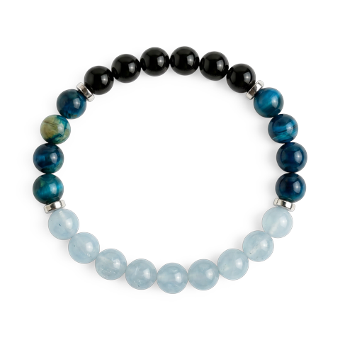 Blue Chalcedony & Obsidian 'Deep Focus' Bracelet