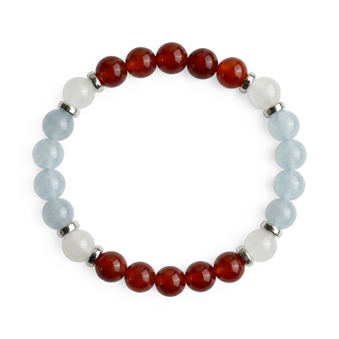 Red Agate & White Jade 'Confident Calm' Bracelet