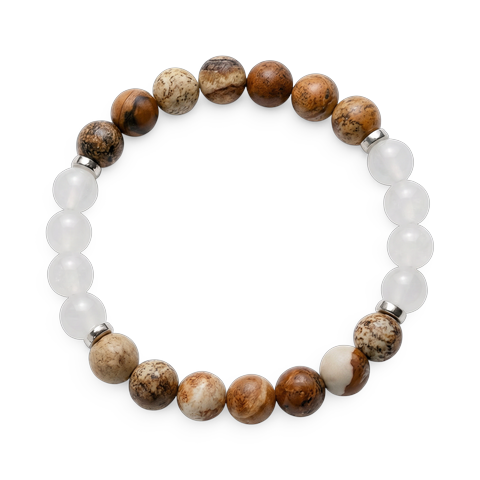 Picture Jasper & White Jade 'Steady Nerve' Bracelet