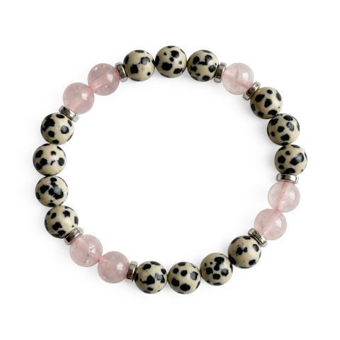 Dalmatian Jasper & Rose Quartz 'Playful Calm' Bracelet