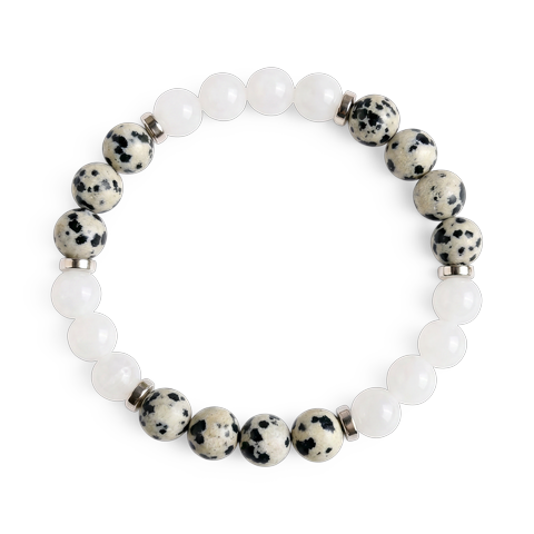 Dalmatian Jasper & White Jade 'Balanced Ease' Bracelet