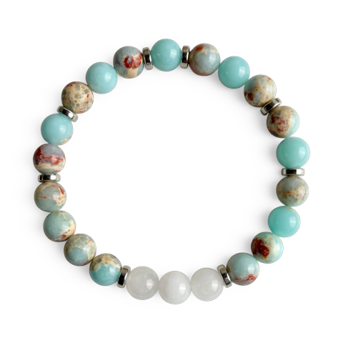 Aqua Terra Jasper & White Jade 'Composure' Bracelet