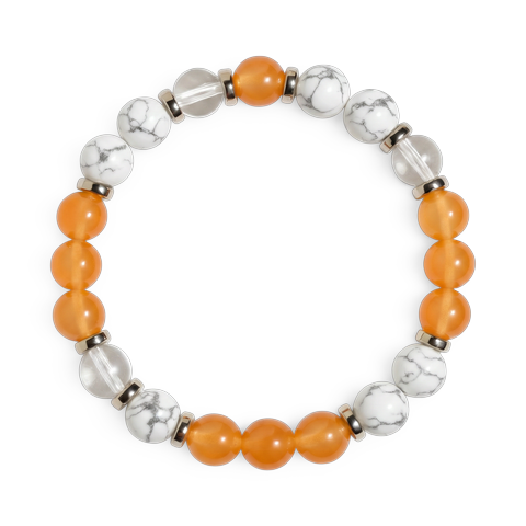 Orange Chalcedony & Howlite 'Steady Joy' Bracelet