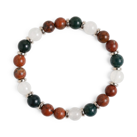 Moss Agate & Red Jasper 'Festive Balance' Bracelet
