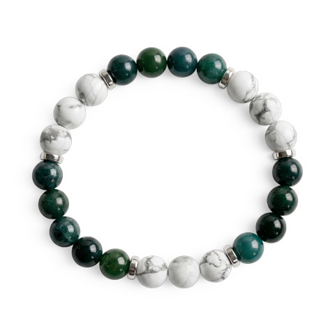 Moss Agate & Howlite 'Centered Peace' Bracelet