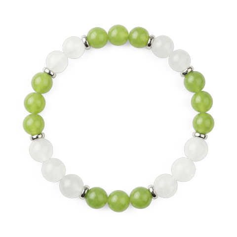 White Jade & Green Chalcedony 'Soft Balance' Bracelet