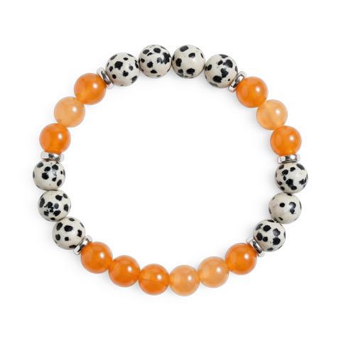 Dalmatian Jasper & Orange Chalcedony 'Playful Focus' Bracelet