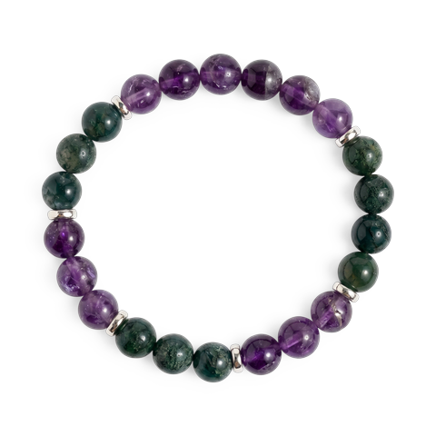 Moss Agate & Amethyst 'Steady Calm' Bracelet