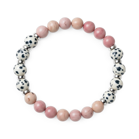 Dalmatian Jasper & Rhodonite 'Cheer' Bracelet