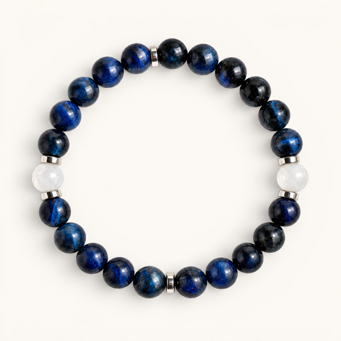 Royal Blue Tiger's Eye & White Jade 'Brilliance' Bracelet