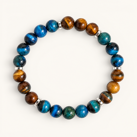 Royal Blue Tiger's Eye & Tiger's Eye 'Purpose' Bracelet