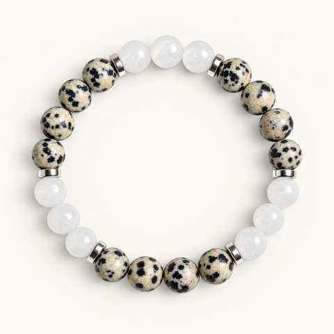 Dalmatian Jasper & White Jade 'Balanced Ease' Bracelet