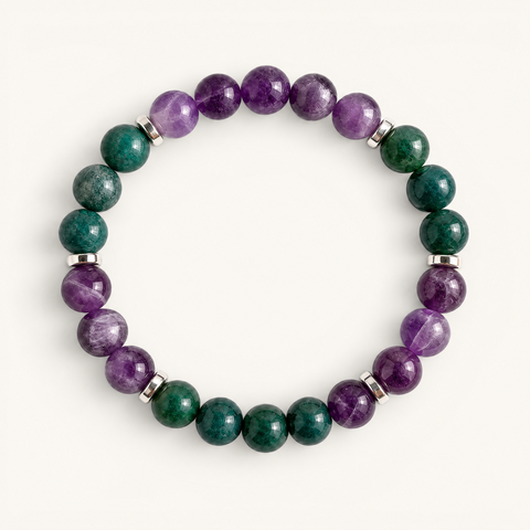 Moss Agate & Amethyst 'Steady Calm' Bracelet