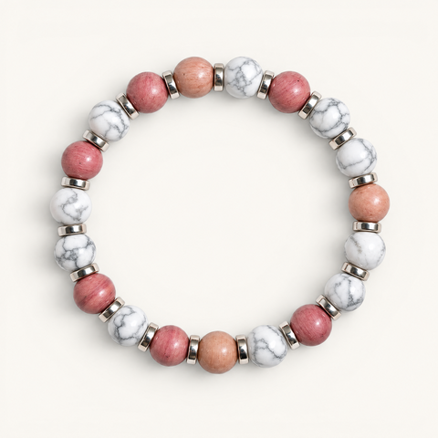 Red Jasper & White Jade 'Gentle Power' Bracelet — Evolve Mala