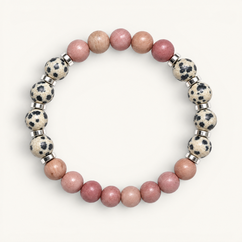Dalmatian Jasper & Rhodonite 'Cheer' Bracelet