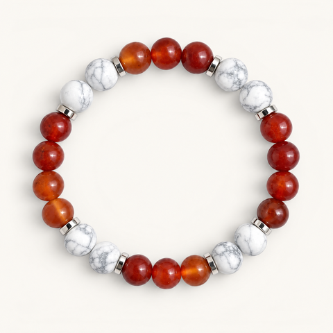 Howlite & Red Agate 'Settled Strength' Bracelet