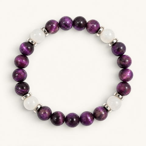 Purple Tiger's Eye & White Jade 'Ascend' Bracelet